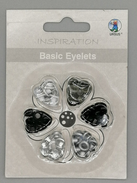 Eyelets ø 3 mm - 60 Stück - Sortierung schwarz/weiß/grau