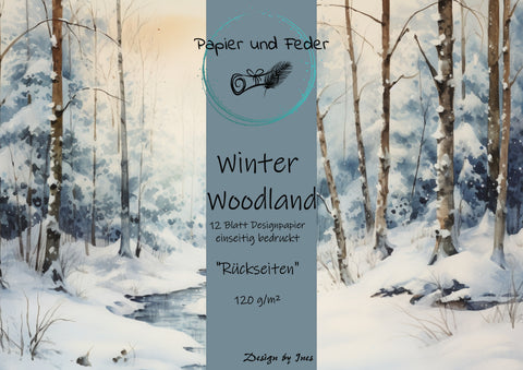 RÜCKSEITEN vom Designpapier "Winter Woodland" // 12 Seiten // DIN A 4 // einseitig bedruckt