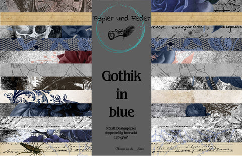 Designpapier "Gothik in blue" // 18 Seiten // DIN A 4 // doppel- und einseitig bedruckt