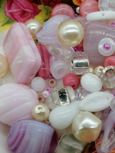 Perlenmischung "rosa-weiß" // ca. 50 g // verschiedenen Perlen
