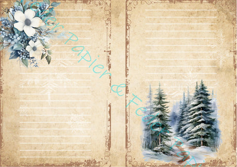 Designpapier "Winter Woodland" // "kleines Format" auf DIN A 4 // 6 Seiten + eine Bonusseite