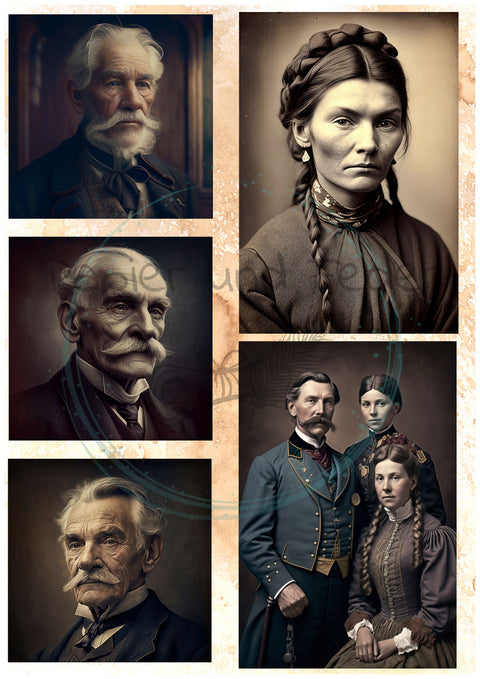 9 Seiten "Portraits 1" // Papier & Feder // 200 g/m² // zum selber ausschneiden