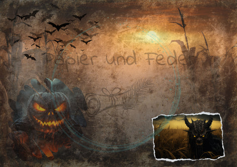 Papier & Feder Designpapier "Halloween 2023" // 8 Seiten EINSEITIG bedruckt (Rückseiten)