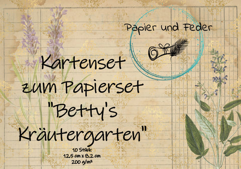 Kartenset zum Papierset "Betty's Kräutergarten" // 10 Stück // 12,5 cm x 8,2 cm // 200g/m²