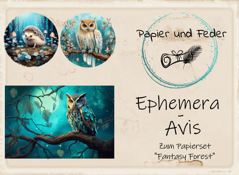 Ephemera-Avis zum Papierset "Fantasy Forest" // 12 Seiten // DIN A 5 // doppelseitig bedruckt