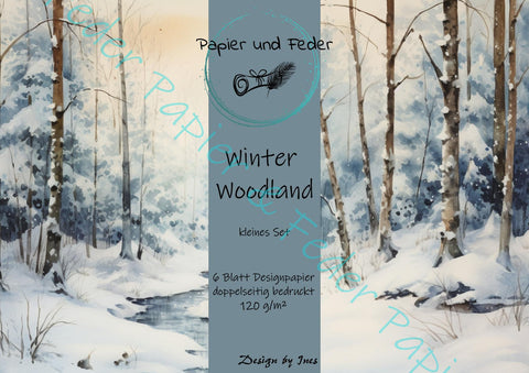 Designpapier "Winter Woodland" // "kleines Format" auf DIN A 4 // 6 Seiten + eine Bonusseite