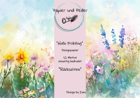 RÜCKSEITEN vom Designpapier "Hallo Frühling" // 12 Seiten // DIN A 4 // einseitig bedruckt