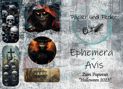Ephemera Avis zum Papiserset "Halloween 2023" // 12 Seiten // DIN A 5 // doppelseitig bedruckt