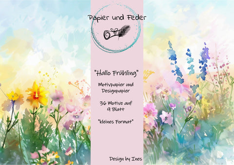Designpapier "Hallo Frühling" // "KLEINES FORMAT" auf DIN A 4 // 9 Seiten + eine Bonusseite