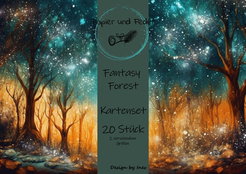 Kartenset zum Papierset "Fantasy Forest" // 20 Stück //2 verschiedene Größen // 200g/m²