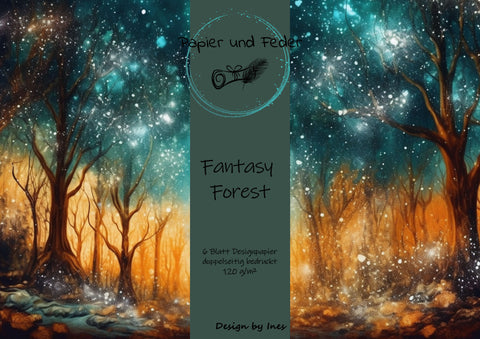 Designpapier "Fantasy Forest" // "kleines Format" auf DIN A 4 // 6 Seiten + eine Bonusseite