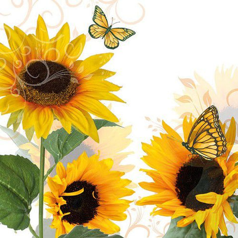 Serviette "Sonnenblumen & Schmetterlinge" // 33 cm x 33 cm