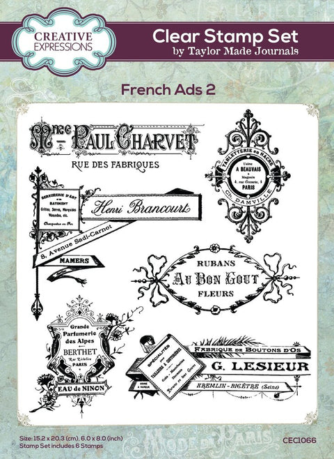 Creative Expressions Stempel A 5 // Taylor Made Journals // "French Ads 2"