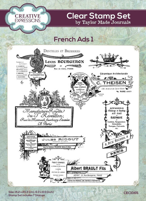 Creative Expressions Stempel A 5 // Taylor Made Journals // "French Ads 1"