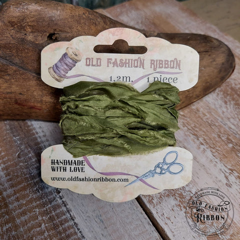 Old Fashion Ribbon // "dark olive" // Satinband // 1,20 bis 1,40 m lang - 2 cm breit