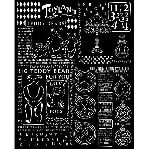 Stamperia Schablone "Teddy Bear" // 20 cm x 25 cm // Brocante Antiques