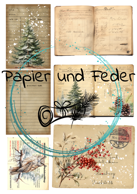 "Winter Woodlands" // Ephemera & Label Set // Papier & Feder // 12 Seiten // einseitig bedruckt