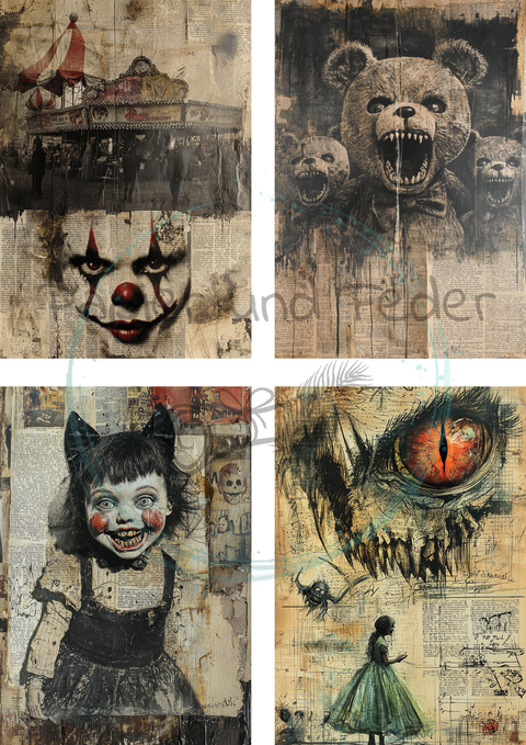 Kartenset "Schlotternacht 2025 - Auf dem Jahrmarkt des Grauens" // 12 Stück // 200g/m²