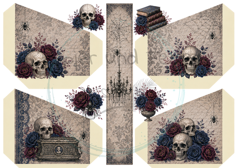 Label- und Ephemeraset zum Papierset "Gothik in blue" // 11 Seiten // DIN A 4 // 160 g/m²