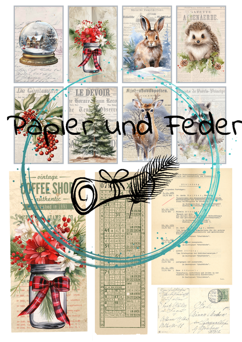 "Winter Woodlands" // Ephemera & Label Set // Papier & Feder // 12 Seiten // einseitig bedruckt