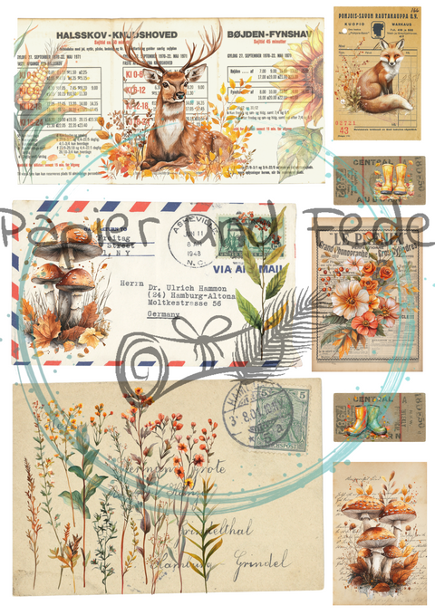 "Hallo Herbst" // Ephemera & Label Set // Papier & Feder // 12 Seiten // einseitig bedruckt