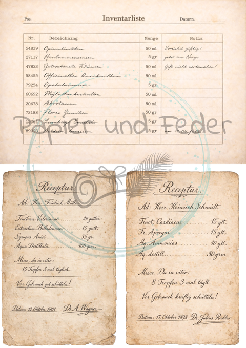 Label- und Ephemeraset zum Papierset "Betty's Kräuterapotheke" // 16 Seiten // DIN A 4 // 160 g/m²