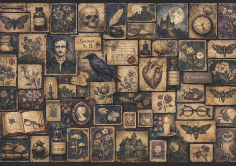 Designpapier "Dunkle Geheimnisse" // 8 Blatt // DIN A 4 // doppelseitig bedruckt // 110 g/m²