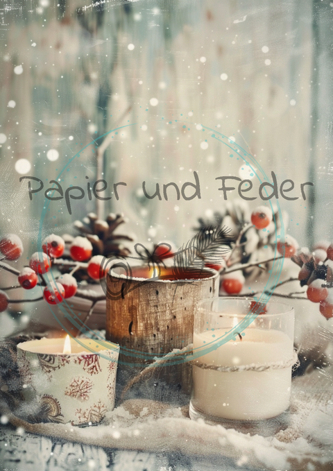 Kartenset zum Papierset Hyggetid "Winter" // 24 Stück //2 verschiedene Größen // 200g/m²