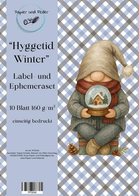 Hyggetid "Winter" // Label- & Ephemera-Set // Papier & Feder // 10 Seiten // einseitig bedruckt // 160 g/m²