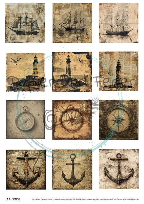 Pictures for Collage Strips "Moin &amp; Ahoy" (1) // DIN A 4 sheets // 160 g/m²