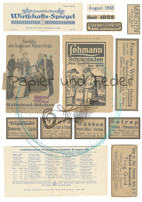"Papierfundstücke vergangener Zeiten" Vol. 1 // Label- & Ephemera-Set // Papier & Feder // 16 Seiten // einseitig bedruckt // 160 g/m²