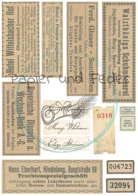 "Papierfundstücke vergangener Zeiten" Vol. 1 // Label- & Ephemera-Set // Papier & Feder // 16 Seiten // einseitig bedruckt // 160 g/m²