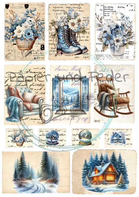 Hyggetid "Winter" // Label- & Ephemera-Set // Papier & Feder // 10 Seiten // einseitig bedruckt // 160 g/m²