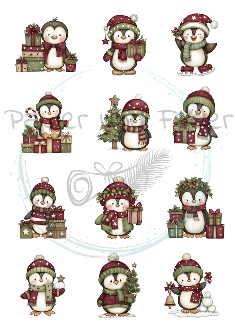 33 Die Cuts "Quirky Weihnachtspinguine" // verschiedene Größen // 200g/m²