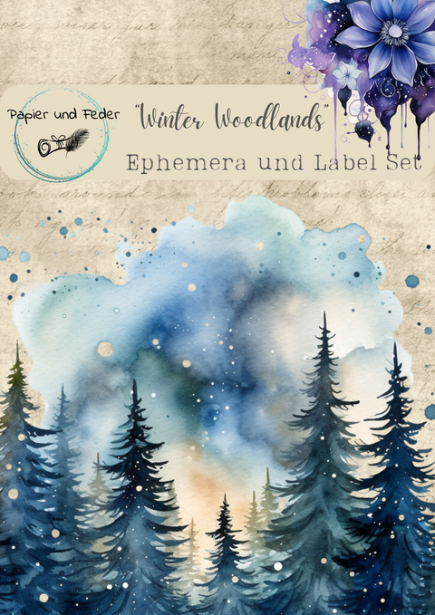 "Winter Woodlands" // Ephemera & Label Set // Papier & Feder // 12 Seiten // einseitig bedruckt