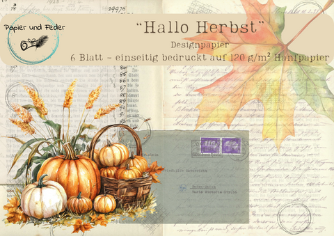 "Hallo Herbst" // Papier & Feder // 6 Seiten einseitig bedruckt auf Hanfpapier