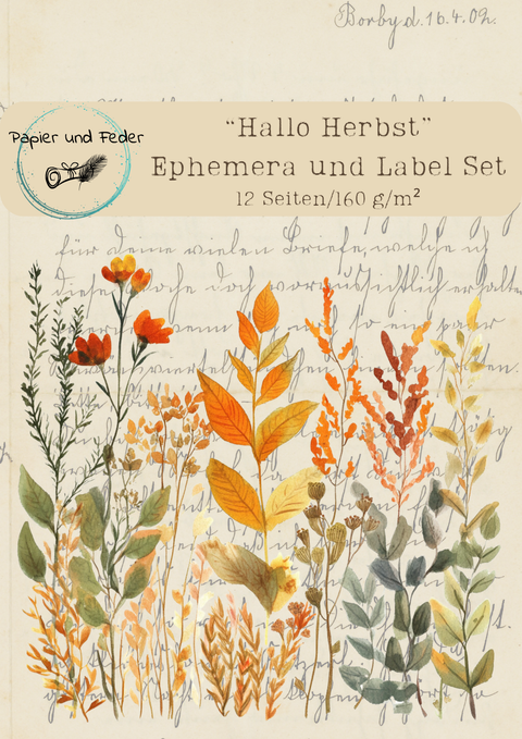 "Hallo Herbst" // Ephemera & Label Set // Papier & Feder // 12 Seiten // einseitig bedruckt