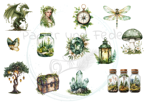 Die Cuts zum Papierset "Enchanted Forest" // Papermakeshappy // 200 g/m²