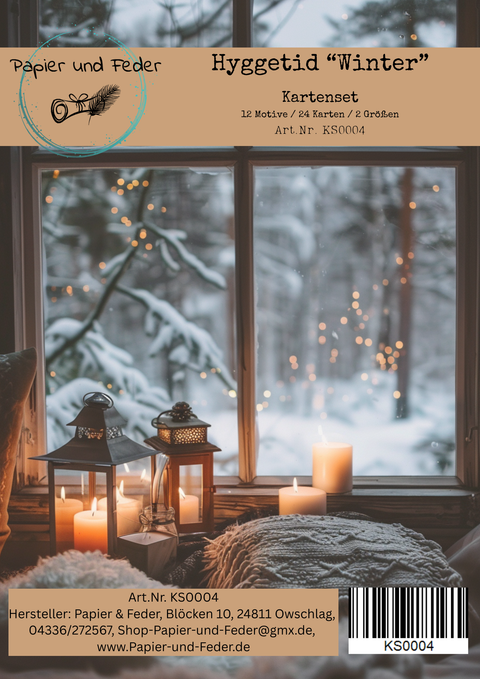 Kartenset zum Papierset Hyggetid "Winter" // 24 Stück //2 verschiedene Größen // 200g/m²