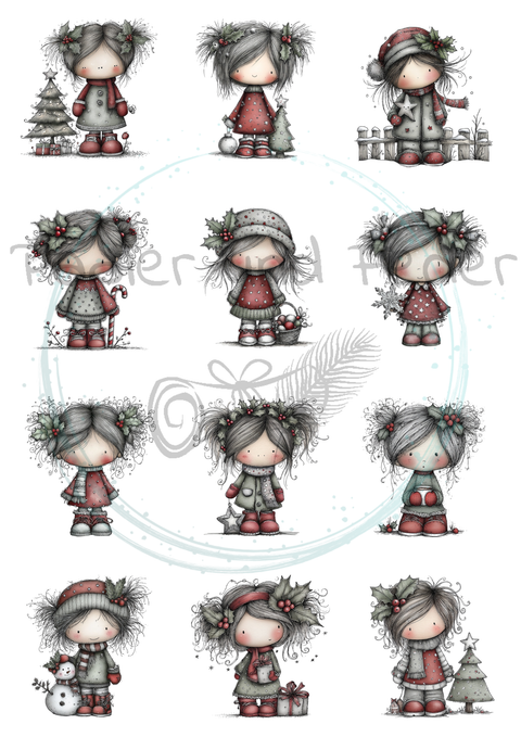 36 Die Cuts "X-Mas Püppis" // verschiedene Größen // 200g/m²