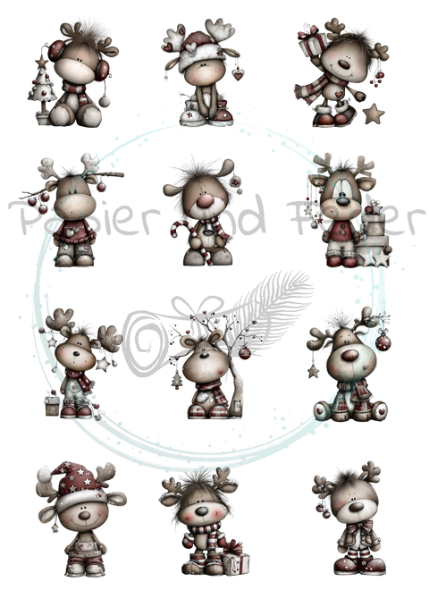 37 Die Cuts "Quirky Rentier X-Mas" // verschiedene Größen // 200g/m²
