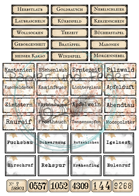 Hyggetid "Winter" // Label- & Ephemera-Set // Papier & Feder // 10 Seiten // einseitig bedruckt // 160 g/m²