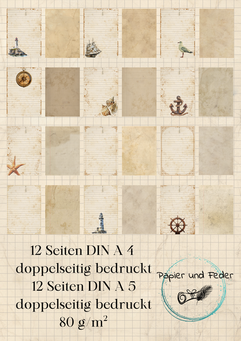 Briefpapier "Moin & Ahoy" // 18 Seiten doppelseitig bedruckt // 80 g/m²