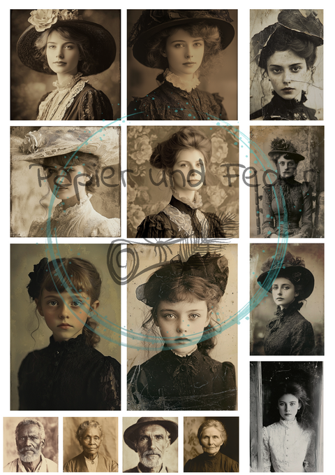 8 Seiten "Portraits 2" // Papier & Feder // 200 g/m² // zum selber ausschneiden