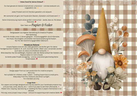 Motivpapier Hyggetid "Herbst" // 6 Seiten // DIN A 4 // einseitig bedruckt // 160 g/m²