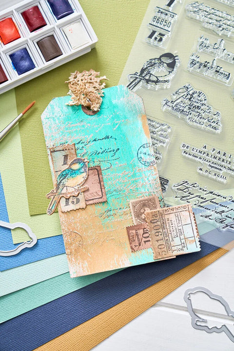 Sizzix Framelits Die w/Stamps by 49 and Market // A5 // Bird Song