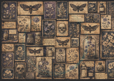 Designpapier "Dunkle Geheimnisse" // 8 Blatt // DIN A 4 // doppelseitig bedruckt // 110 g/m²