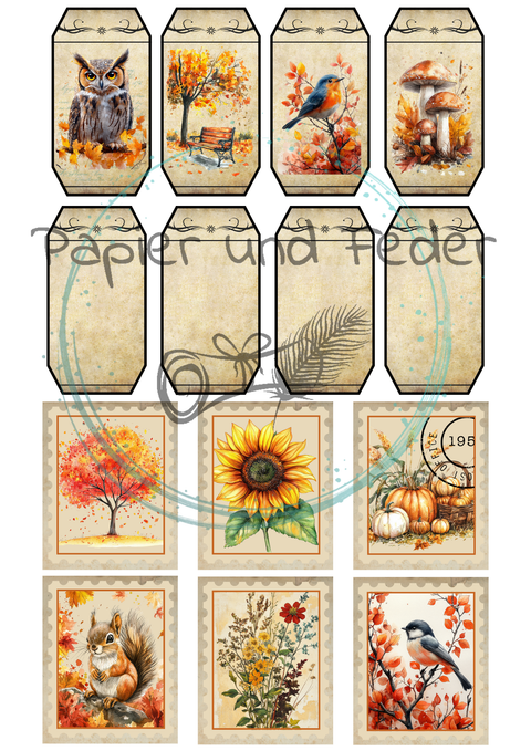 "Hallo Herbst" // Ephemera & Label Set // Papier & Feder // 12 Seiten // einseitig bedruckt