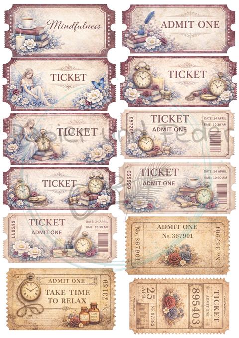 "Spuren der Zeit" // Label- & Ephemera-Set // Papier & Feder // 7 Seiten // einseitig bedruckt // 160 g/m²