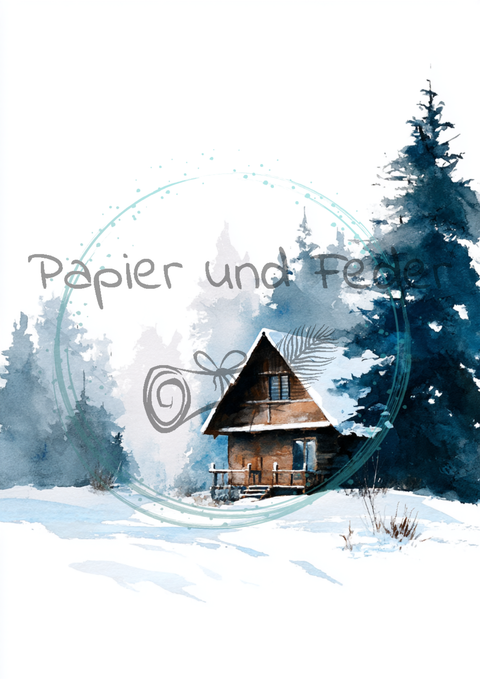 Kartenset zum Papierset Hyggetid "Winter" // 24 Stück //2 verschiedene Größen // 200g/m²